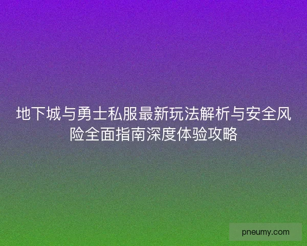 地下城与勇士私服最新玩法解析与安全风险全面指南深度体验攻略
