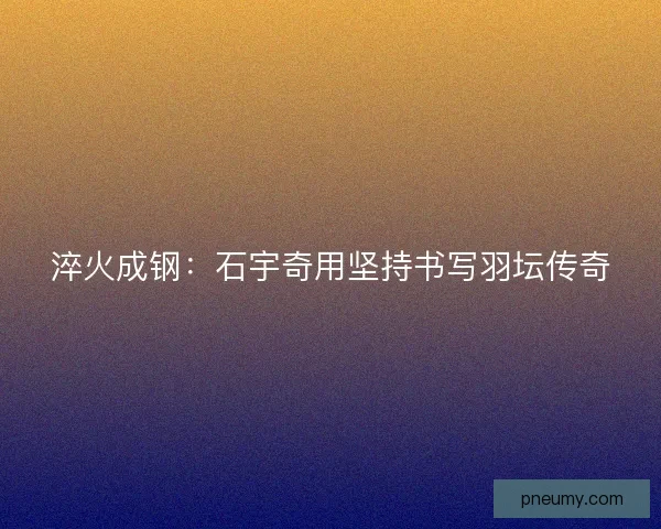 淬火成钢：石宇奇用坚持书写羽坛传奇