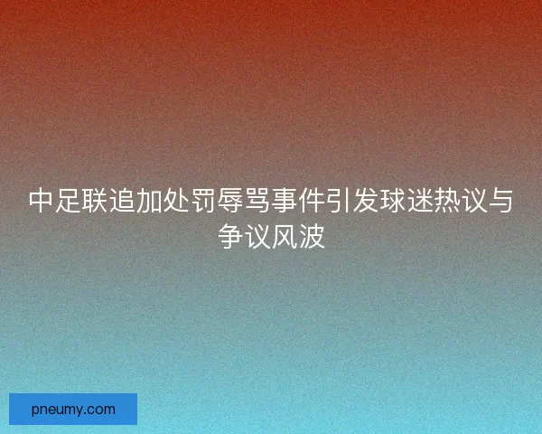 中足联追加处罚辱骂事件引发球迷热议与争议风波