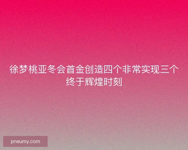 徐梦桃亚冬会首金创造四个非常实现三个终于辉煌时刻