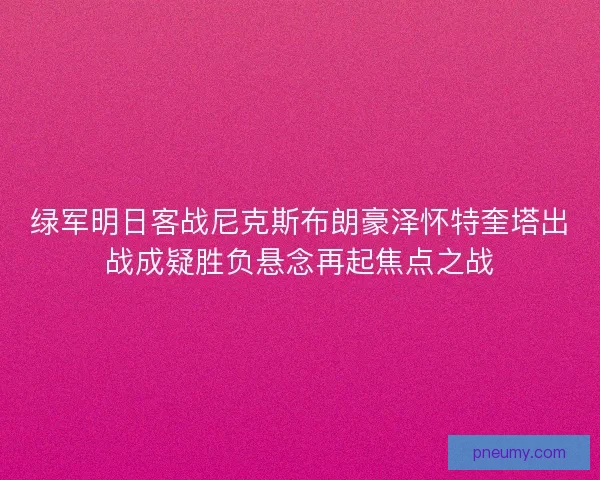 绿军明日客战尼克斯布朗豪泽怀特奎塔出战成疑胜负悬念再起焦点之战