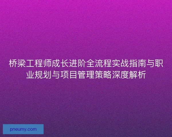 桥梁工程师成长进阶全流程实战指南与职业规划与项目管理策略深度解析